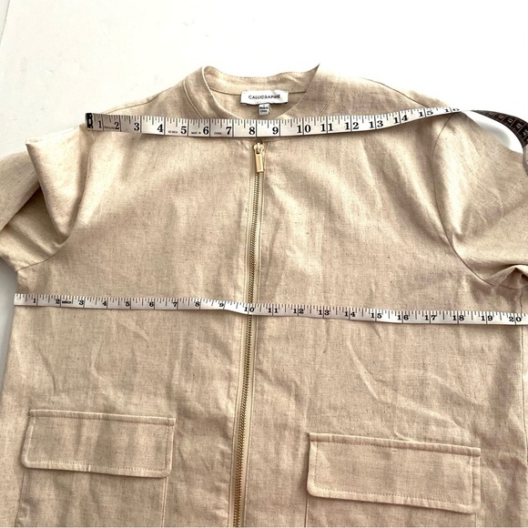 Calligraphie Beige Lightweight Jacket Blazer Full Zip Size Small Spring Neutral - Picture 11 of 13